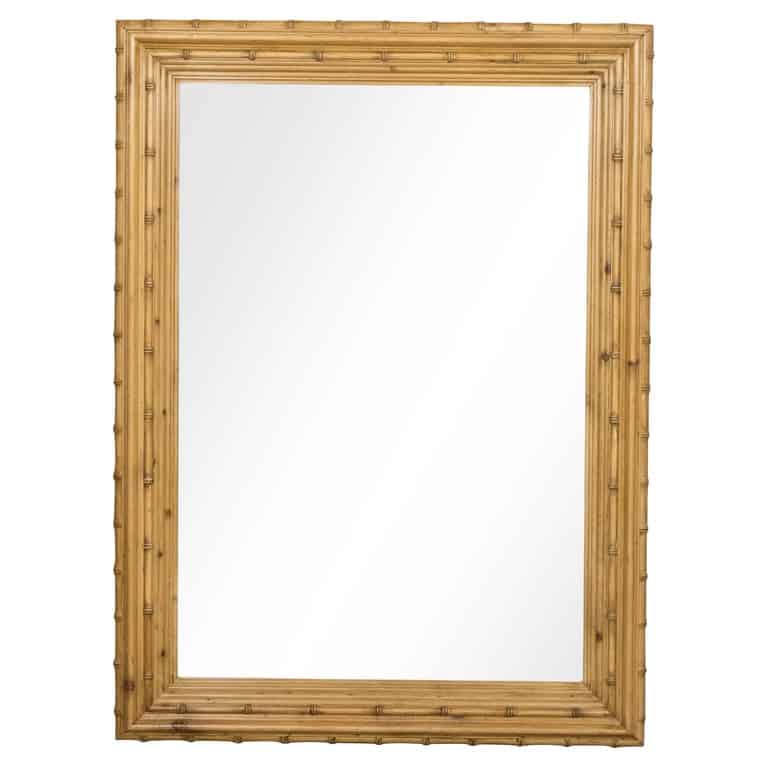 English Faux Bamboo Wall Mirror with Beveled Glass, circa 1890