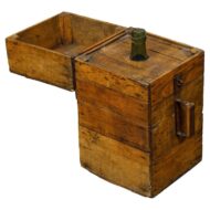 Rustic French 19th Century Pine or Oak Tantalus Wine Box with Metal Hardware