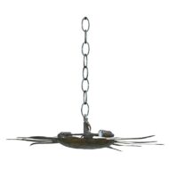 Spanish Midcentury Gilt Metal Sunburst Light Fixture with Wavy Rays, US Wired