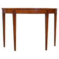 19th Century English Neoclassical Walnut Demi-Lune Table with Tapered Legs