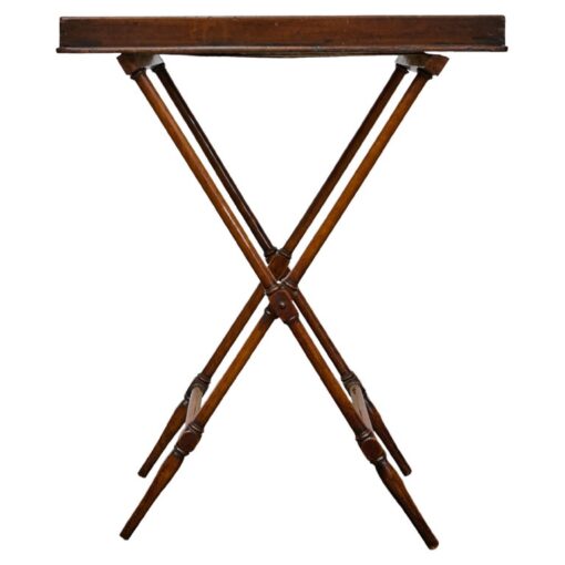 19th Century English Tray on Stand Mahogany Side Table with X-Form Base