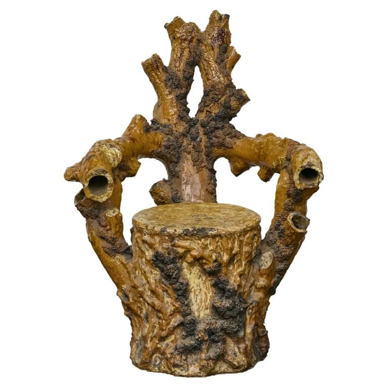 English Terracotta Coral-Inspired Grotto Chair with Patina, Circa 1900
