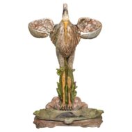19th-Century French Cast Iron Heron Umbrella Stand with Hand-Painted Details