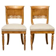 Pair of 19th Century Biedermeier Walnut Chairs with Custom Linen Upholstery