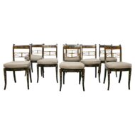 Set of Eight English Regency Revival Chinoiserie Dining Chairs, 1880-1920