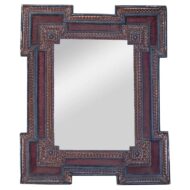 Antique French Tramp Art Mirror with Stepped Corners, circa 1900