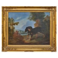 English 19th Century Oil Painting of a Dog and Pheasant in Landscape