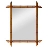 French Faux Bamboo Walnut Mirror with Pierced Corners, circa 1900