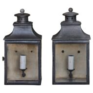 Pair of English Country House Brass Wall Lanterns with Glass Doors, circa 1900