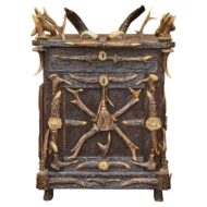 Black Forest Antler-Mounted Oak Spirits Cabinet, circa 1900