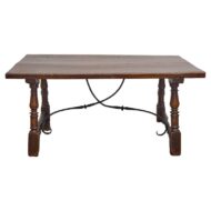 Early 19th Century Spanish Walnut Coffee Table with Forged Iron Stretcher