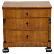 Biedermeier Walnut Chest with Ebonized Accents and Figural Mounts, 19th Century