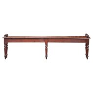 English Mahogany Bench with Turned Legs and Scroll Ends, Circa 1940