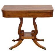 English Regency Mahogany Games Table with Leather Playing Surface, 19th Century