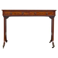 English Regency Mahogany Writing Desk with Pierced Sides and Casters