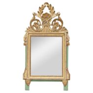 French Louis XVI Style Giltwood Mirror with Carved Laurel and Ribbon Crest