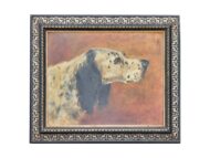 Oil on Board Portrait of an English Setter in Carved Frame, circa 1920