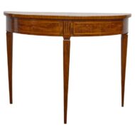19th Century Italian Walnut Demi-Lune Table with Satinwood Inlay and Rear Drawer