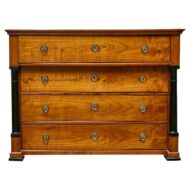 French Empire Walnut Commode with Ebonized Columns, Early 19th Century