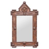French Tramp Art Mirror with Layered Notched Carving, Circa 1900