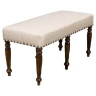 English 19th Century Walnut Upholstered Bench with Turned Legs