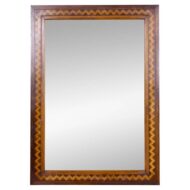 19th Century French Walnut Mirror with Chevron Marquetry Inlay