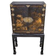 English 18th Century Chinoiserie Japanned Cabinet on 19th Century Stand