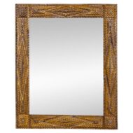 French Tramp Art Mirror with Deeply Carved Geometric Frame, circa 1900