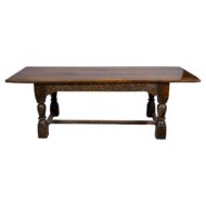 Large 18th Century English Oak Refectory Table with Carved Frieze, Turned Legs
