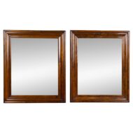 Pair of English 19th Century Figured Walnut Mirrors with Stepped Molded Frames