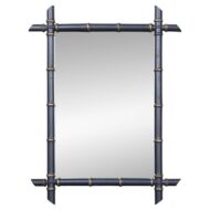 English Midcentury Painted Faux Bamboo Mirror with Parcel-Gilt Accents