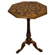19th Century English Walnut Marquetry Pedestal Side Table by T.H. Filmer & Son