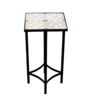 Tile-Top Side Table with Polychrome Ceramic Tiles and Custom Black Base
