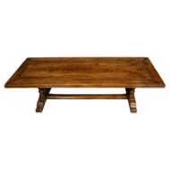 18th Century Italian Walnut Long Trestle Dining Table with Carved Details