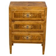 19th Century Italian Walnut Inlaid Three-Drawer Commode with Geometric Marquetry