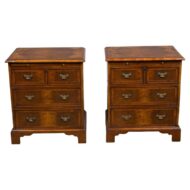 Pair of 19th Century English Walnut Veneered Chests with Brushing Slides