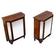 Pair of English Regency Mahogany Mirrored Cabinets with Inlay