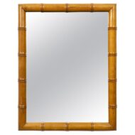 French Faux Bamboo Mirror with Honey-Toned Turned Wood Frame, Circa 1900