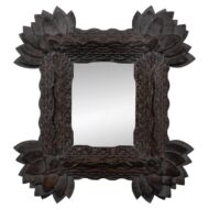 French Circa 1900 Tramp Art Mirror with Carved Layered Floral Frame