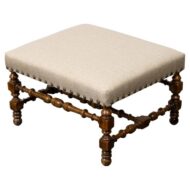 English Jacobean Revival Walnut Upholstered Footstool, circa 1880